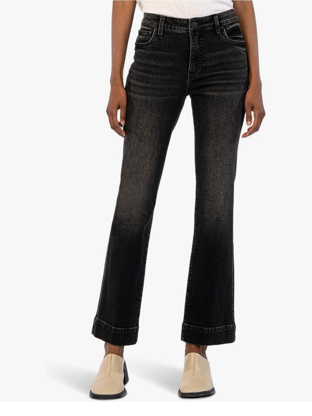 KUT from the Kloth Kelsey High-Rise Fab Ab Ankle Flare Wide Hem